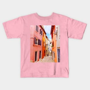 Narrow Colorful Mediterranean Street Kids T-Shirt